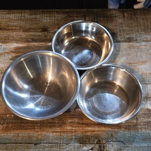 Set of Three Stainless Steel Pet Bowls